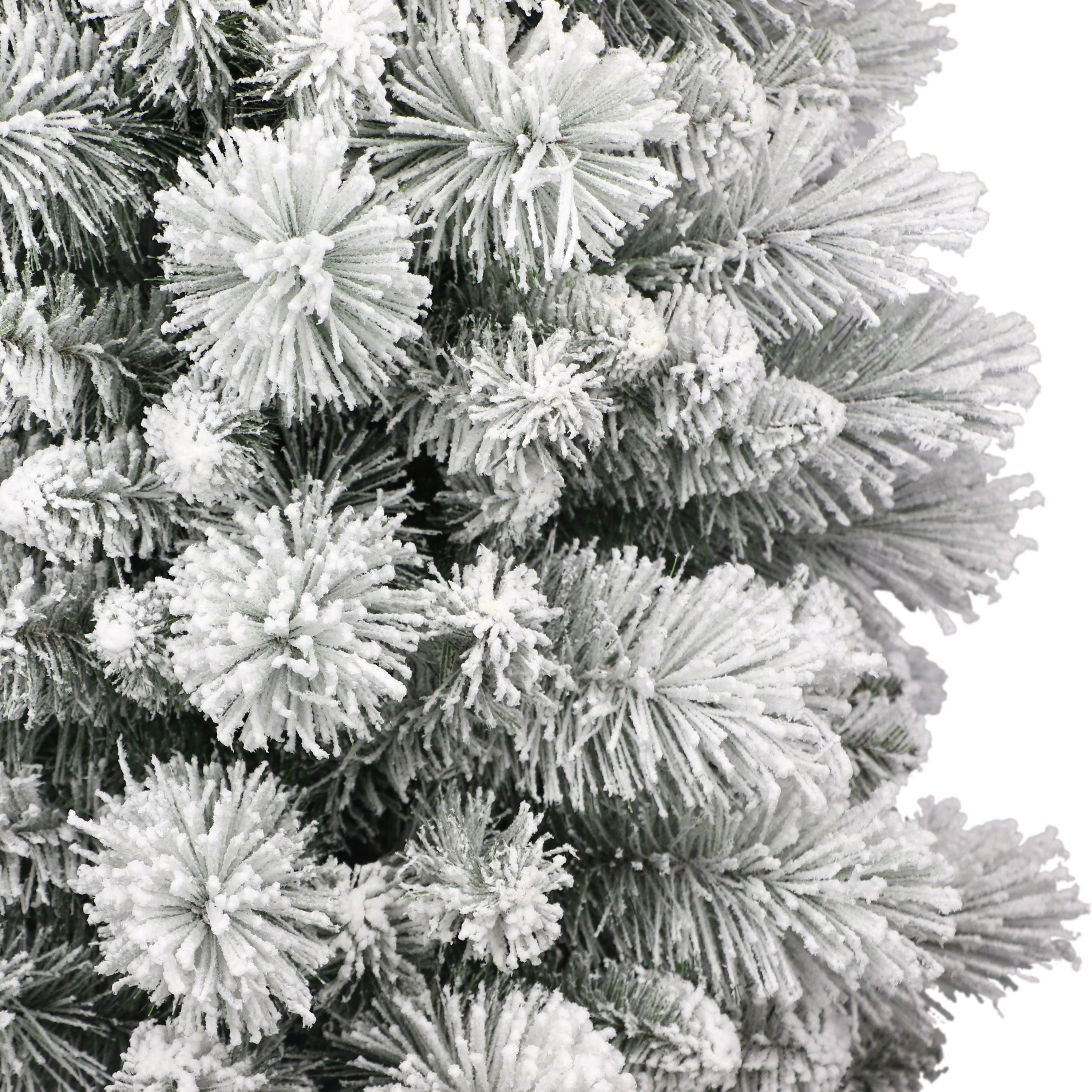 4.5ft ft Flocked Portland Pine Pencil Christmas Tree Metal Stand Green